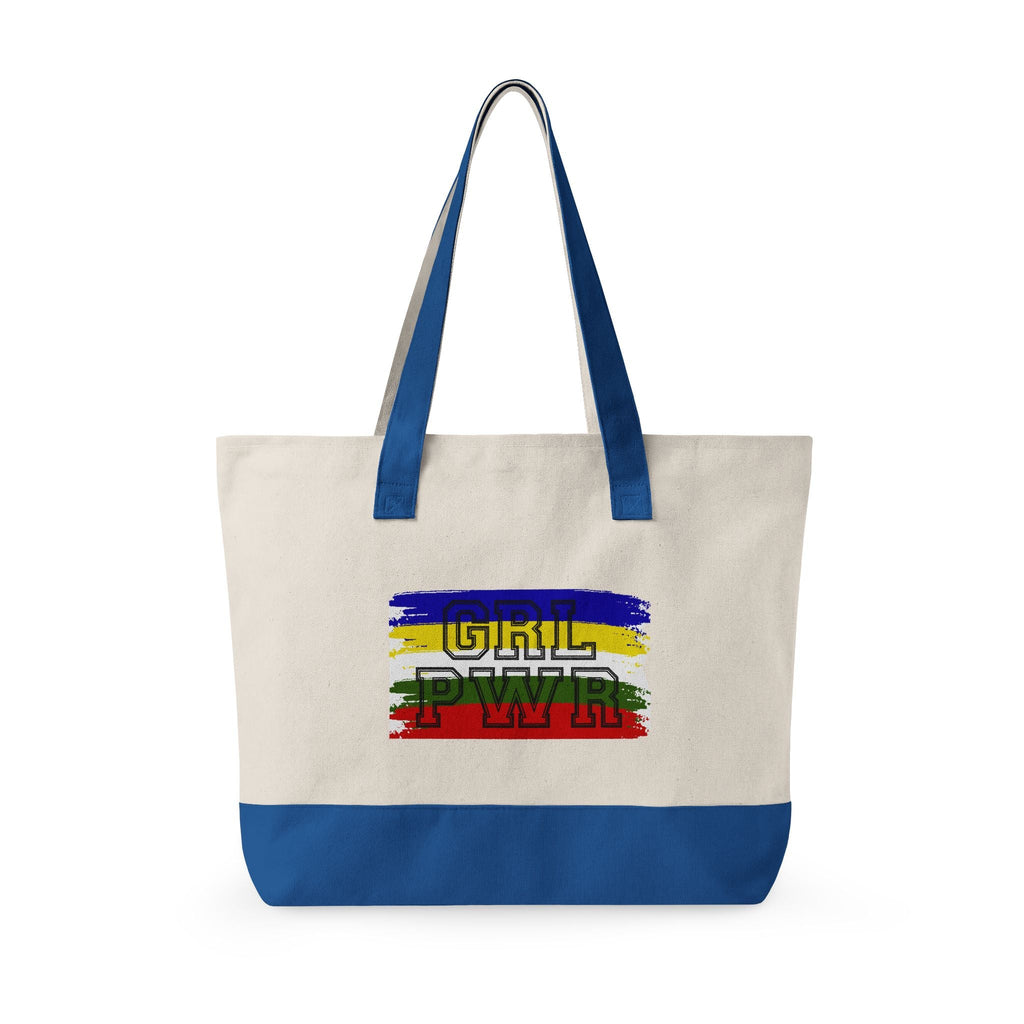 Canvas Tote Bag — Colorful Star & "GRL PWR" Graphic Zippered Tote - Eden's Custom Apparel & Graphics