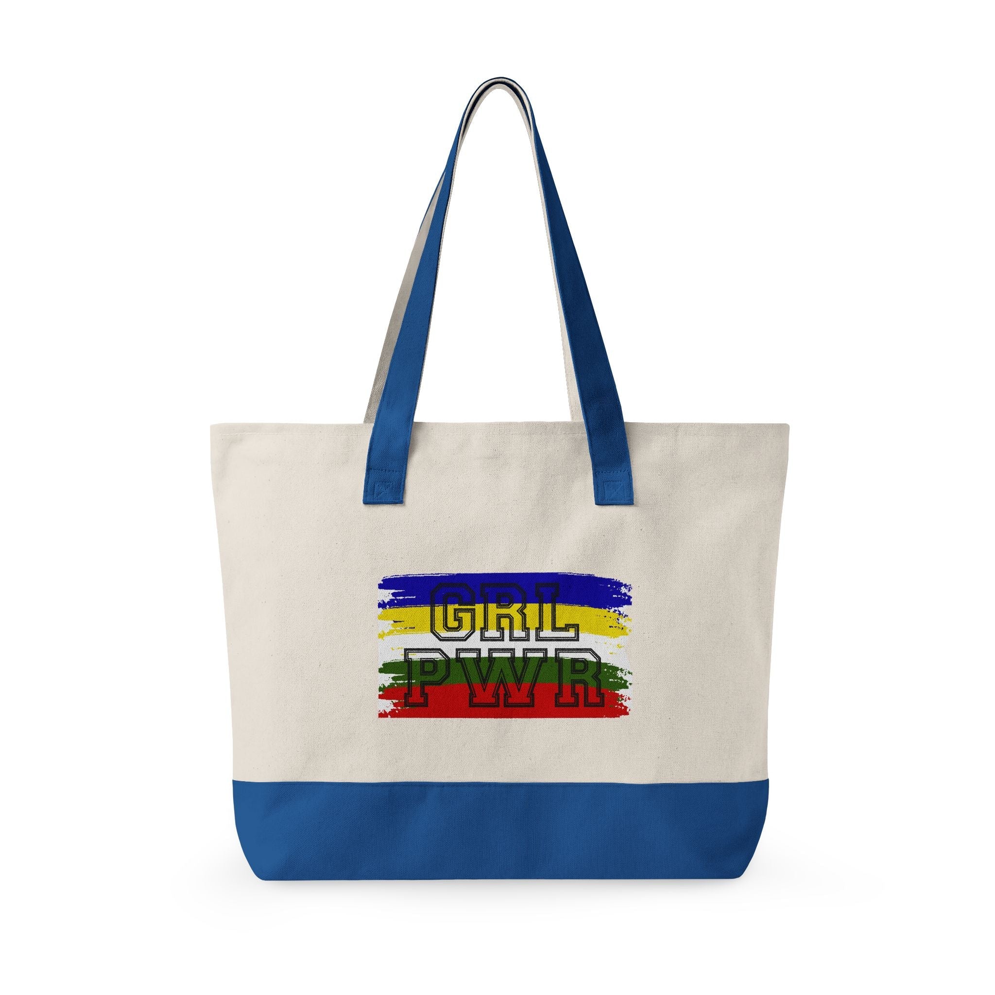 Canvas Tote Bag — Colorful Star & "GRL PWR" Graphic Zippered Tote - Eden's Custom Apparel & Graphics