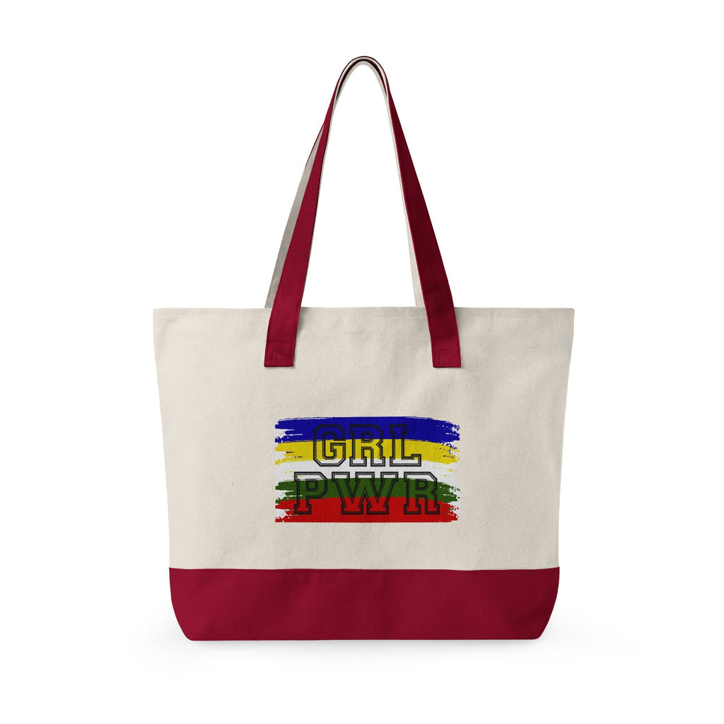 Canvas Tote Bag — Colorful Star & "GRL PWR" Graphic Zippered Tote - Eden's Custom Apparel & Graphics