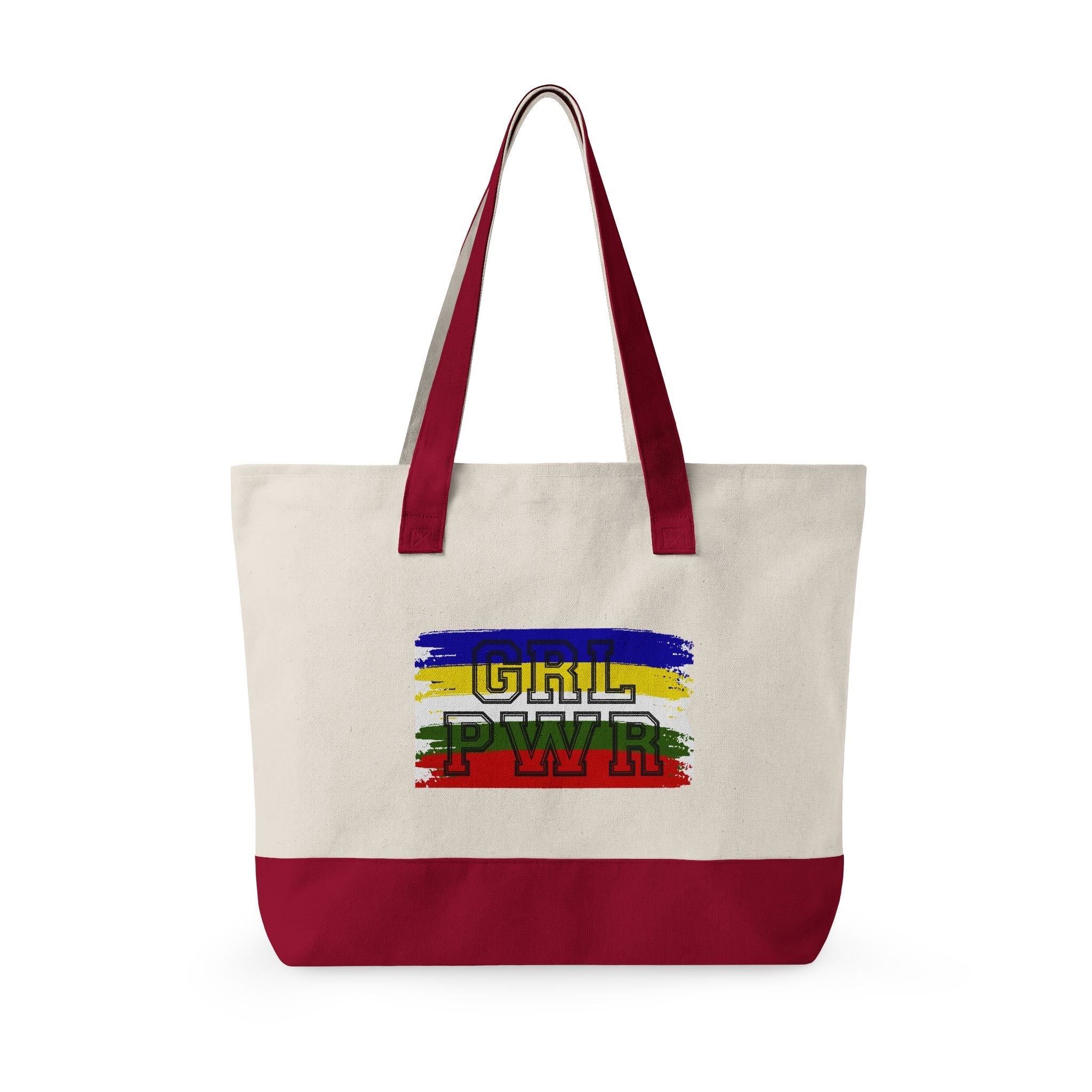 Canvas Tote Bag — Colorful Star & "GRL PWR" Graphic Zippered Tote - Eden's Custom Apparel & Graphics