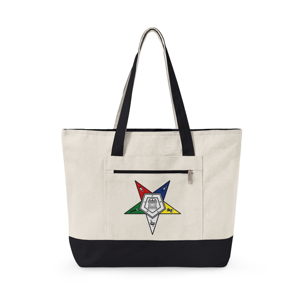 Canvas Tote Bag — Colorful Star & "GRL PWR" Graphic Zippered Tote - Eden's Custom Apparel & Graphics