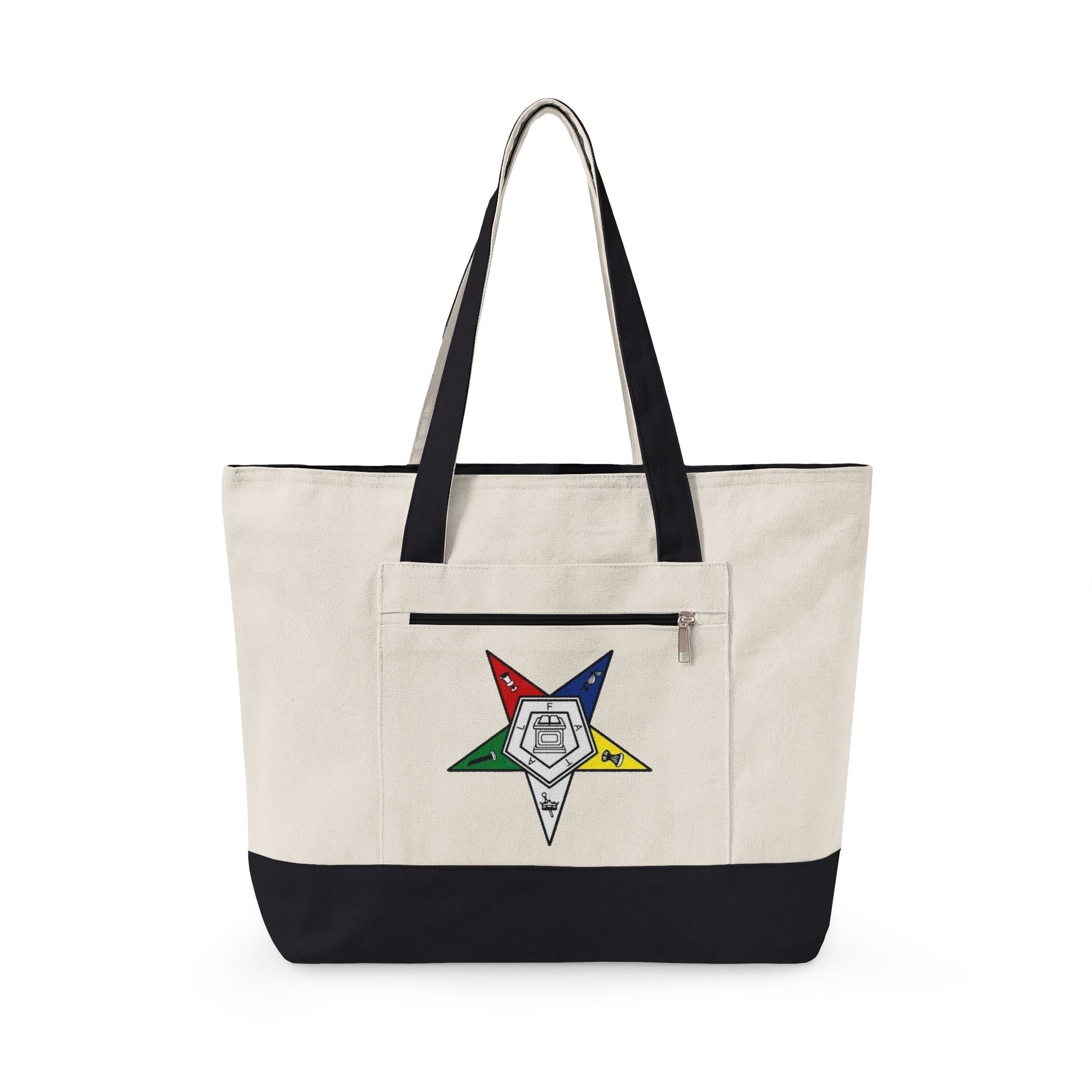 Canvas Tote Bag — Colorful Star & "GRL PWR" Graphic Zippered Tote - Eden's Custom Apparel & Graphics
