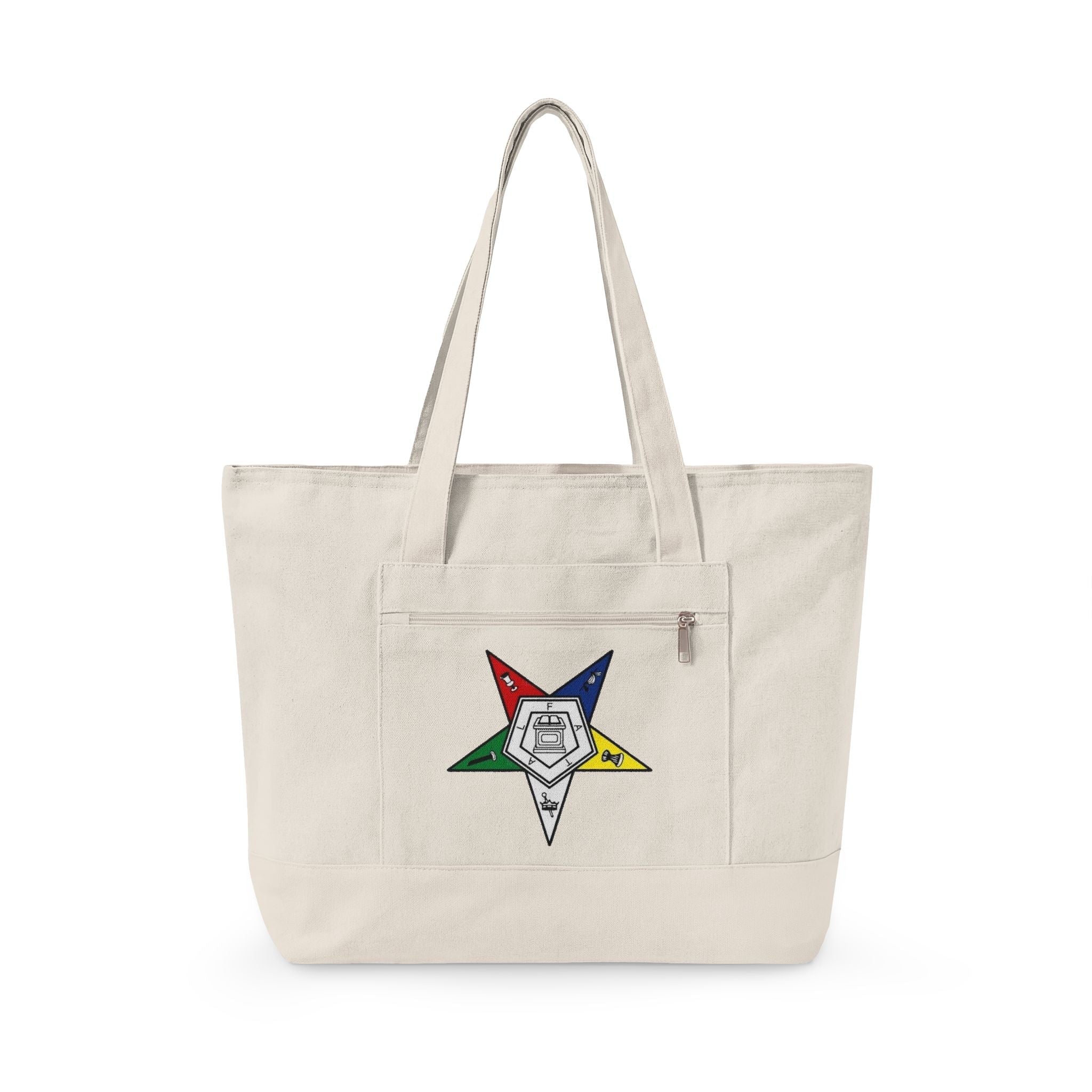 Canvas Tote Bag — Colorful Star & "GRL PWR" Graphic Zippered Tote - Eden's Custom Apparel & Graphics