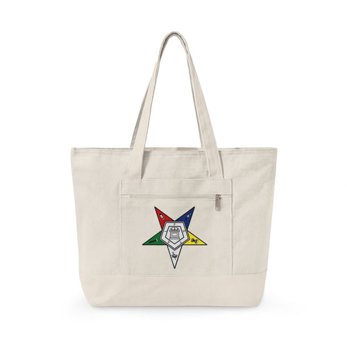 Canvas Tote Bag — Colorful Star & "GRL PWR" Graphic Zippered Tote - Eden's Custom Apparel & Graphics