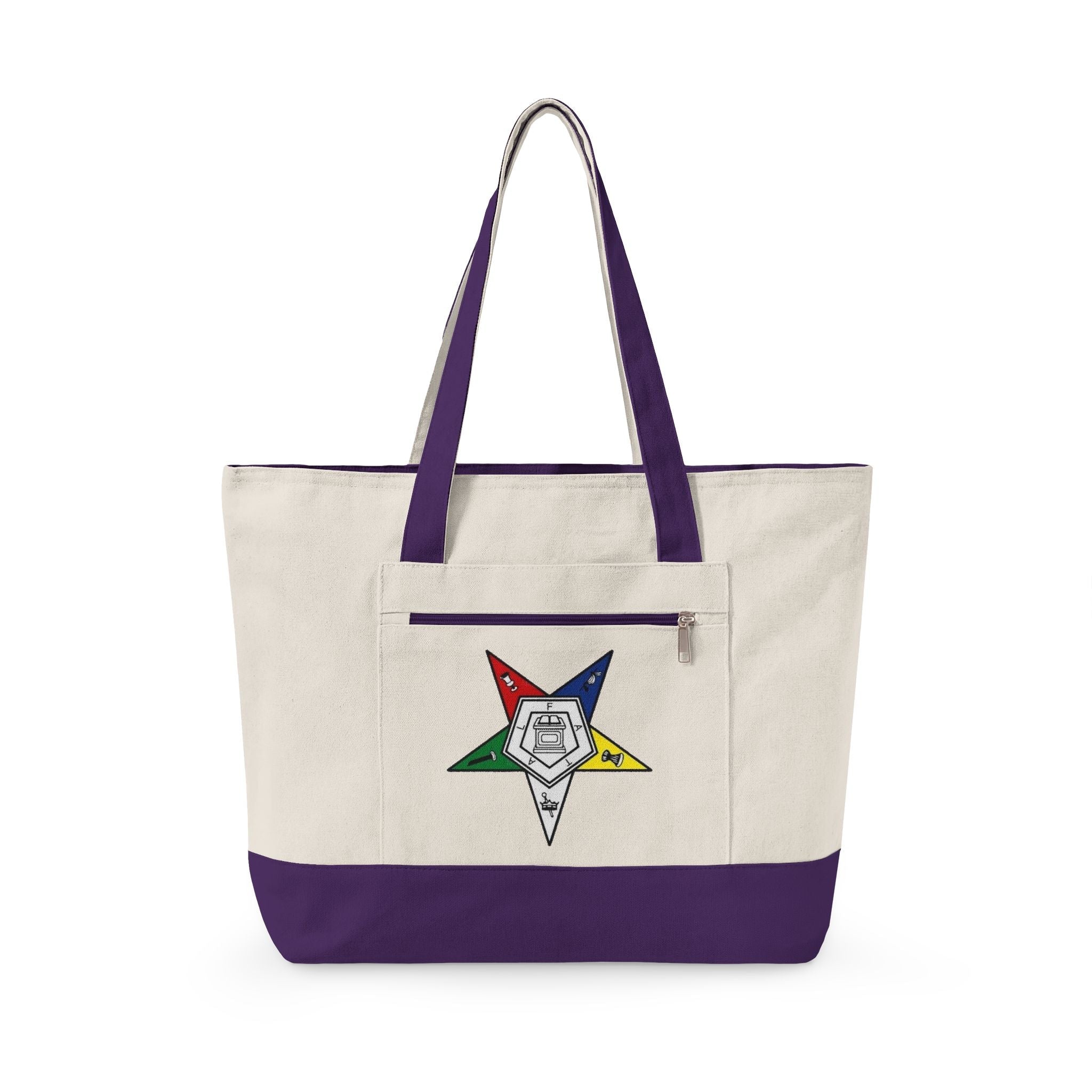 Canvas Tote Bag — Colorful Star & "GRL PWR" Graphic Zippered Tote - Eden's Custom Apparel & Graphics