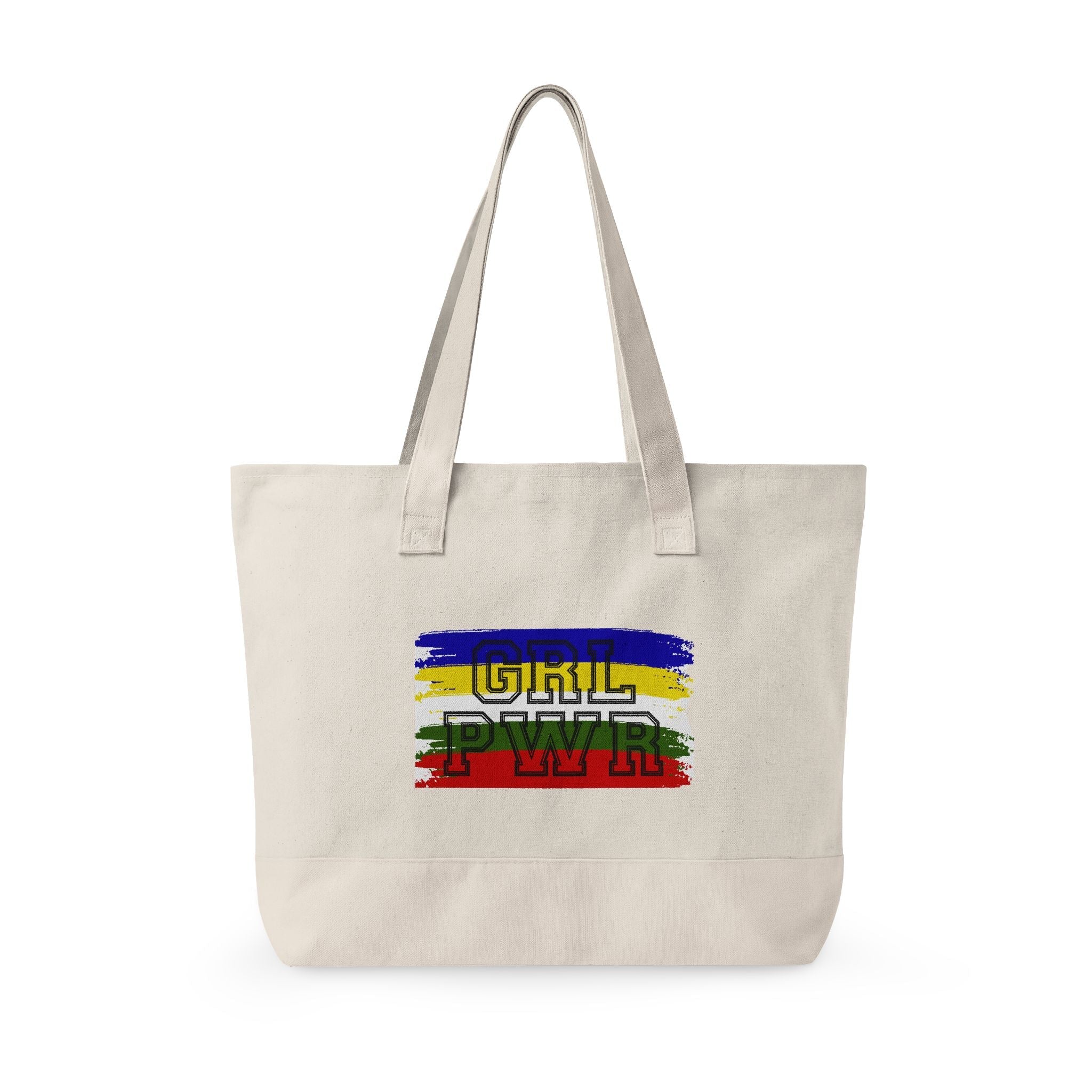 Canvas Tote Bag — Colorful Star & "GRL PWR" Graphic Zippered Tote - Eden's Custom Apparel & Graphics