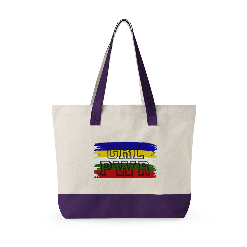 Canvas Tote Bag — Colorful Star & "GRL PWR" Graphic Zippered Tote - Eden's Custom Apparel & Graphics