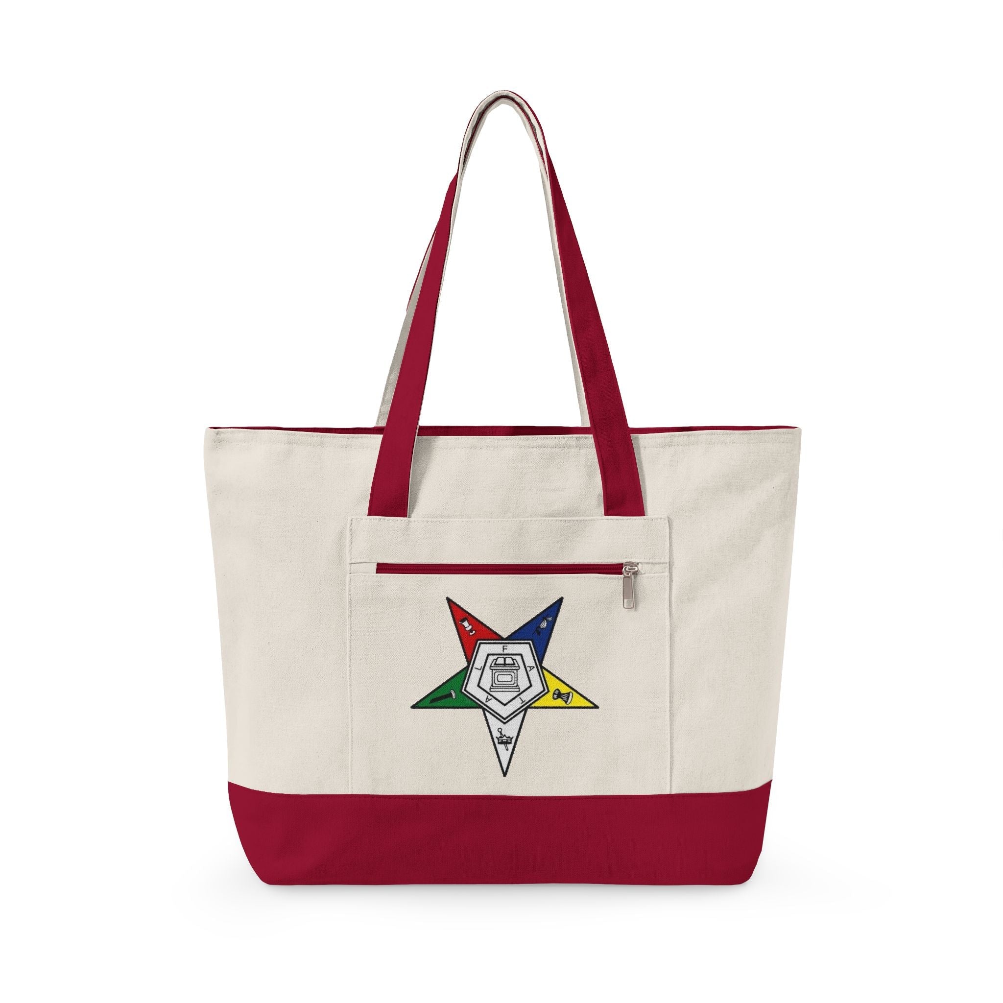 Canvas Tote Bag — Colorful Star & "GRL PWR" Graphic Zippered Tote - Eden's Custom Apparel & Graphics