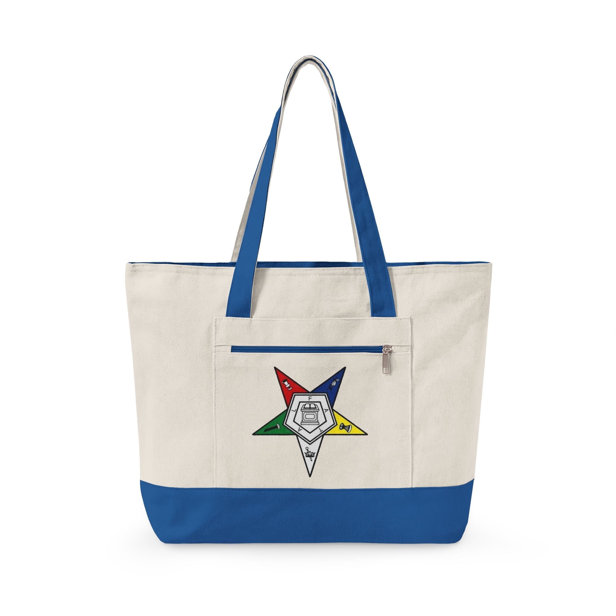 Canvas Tote Bag — Colorful Star & "GRL PWR" Graphic Zippered Tote - Eden's Custom Apparel & Graphics