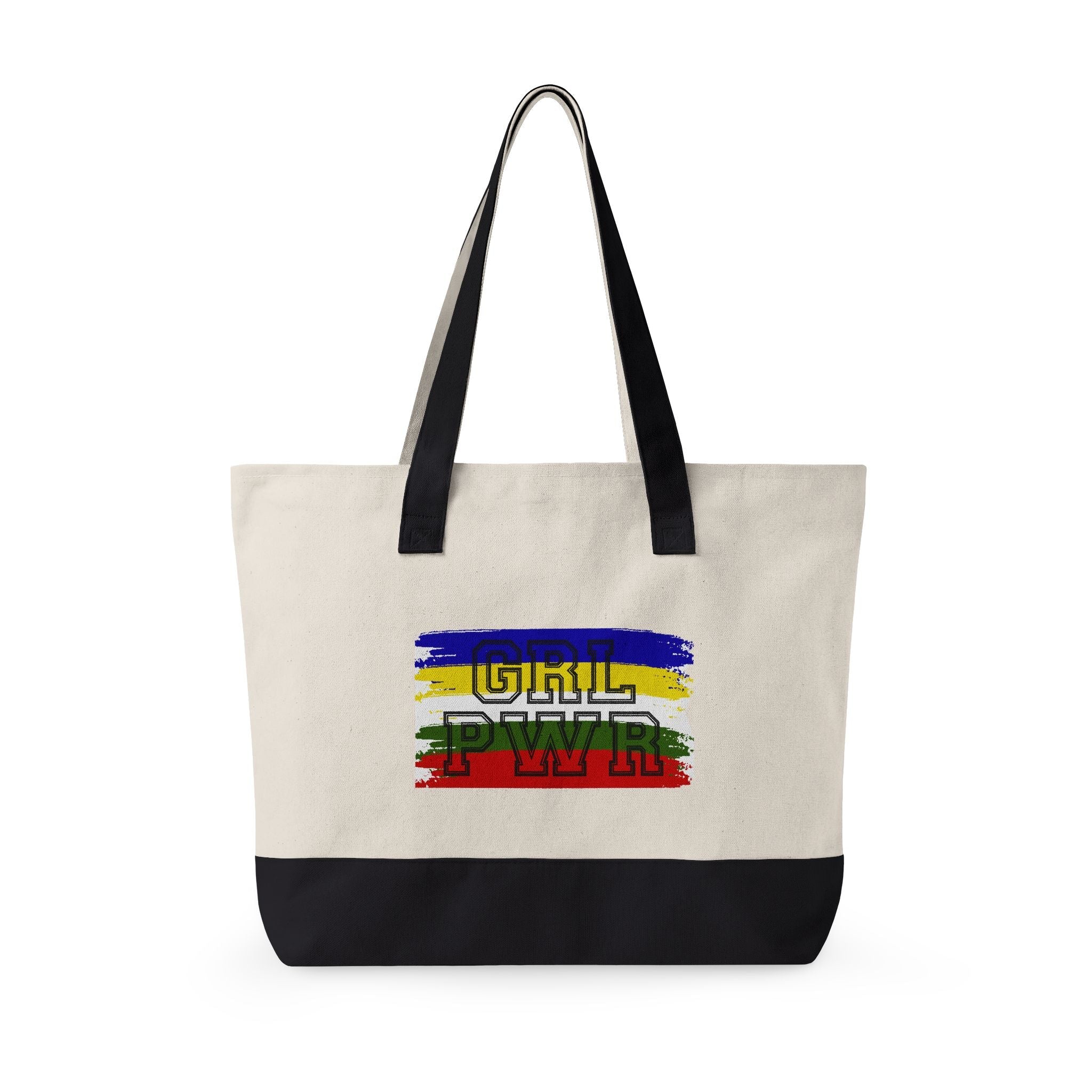 Canvas Tote Bag — Colorful Star & "GRL PWR" Graphic Zippered Tote - Eden's Custom Apparel & Graphics