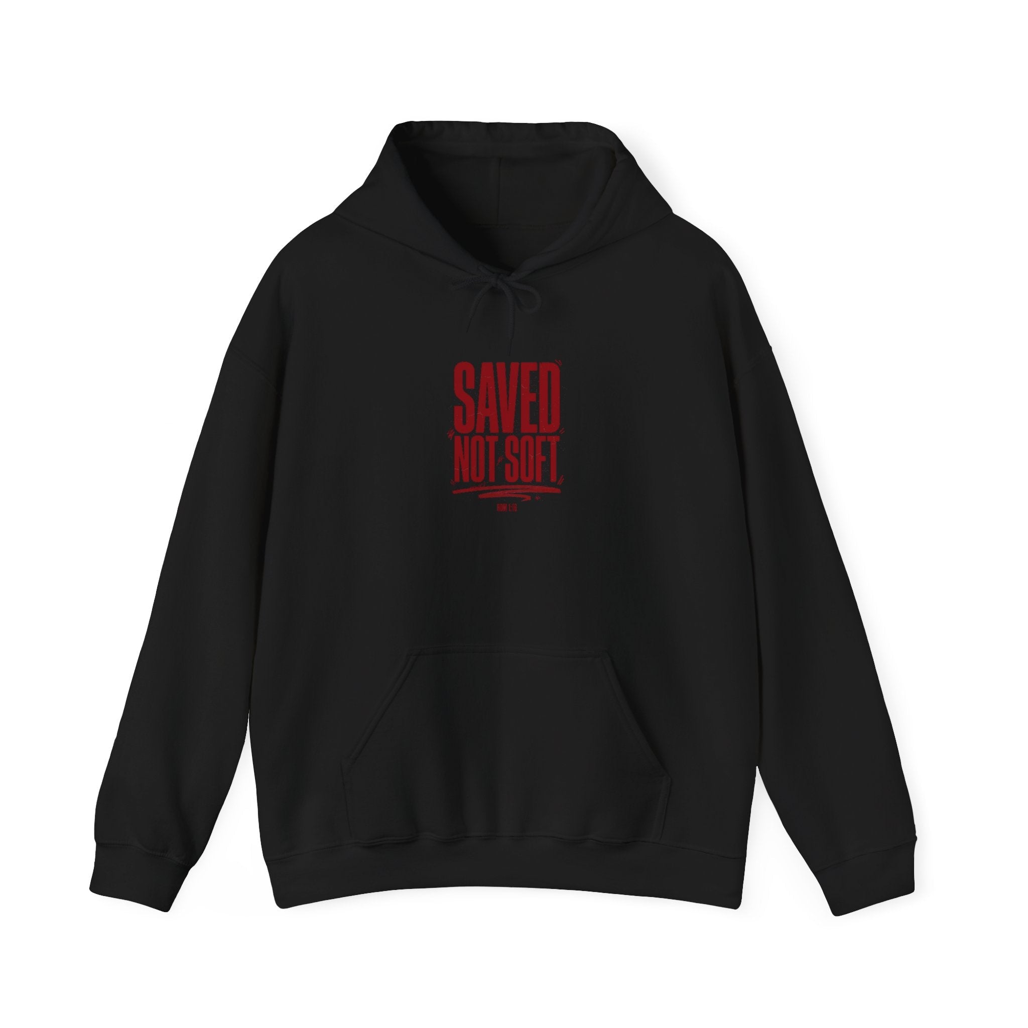Saved Not Soft Hoodie | Christian streetwear, vintage - wash typography - Eden's Custom Apparel & Graphics