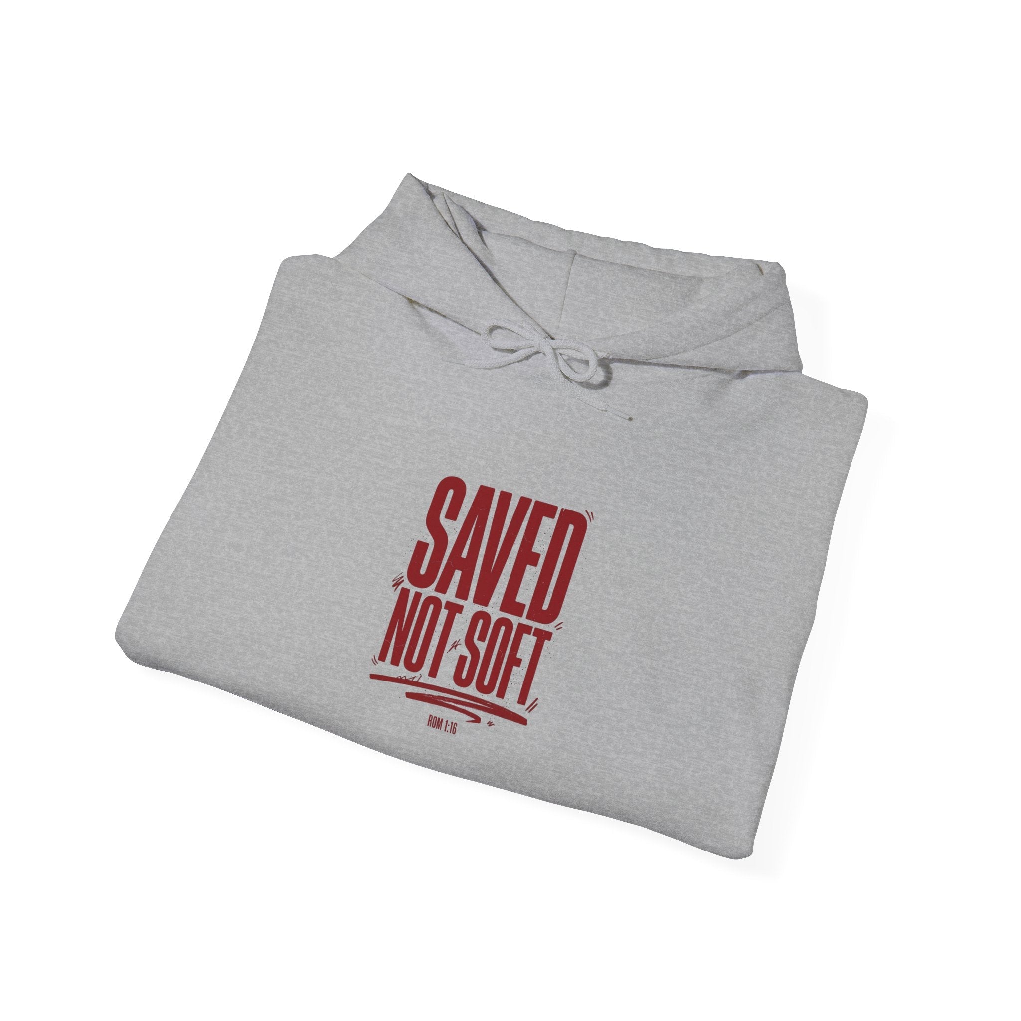 Saved Not Soft Hoodie | Christian streetwear, vintage - wash typography - Eden's Custom Apparel & Graphics