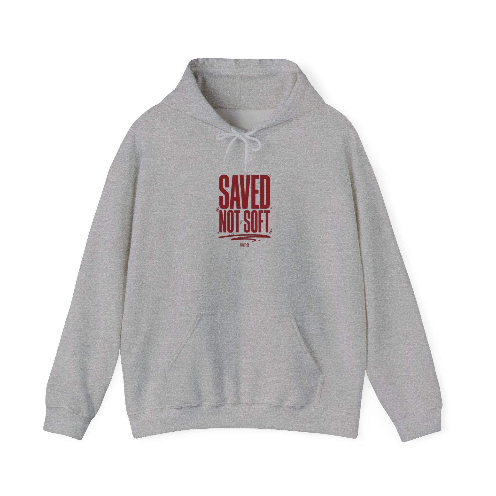 Saved Not Soft Hoodie | Christian streetwear, vintage - wash typography - Eden's Custom Apparel & Graphics
