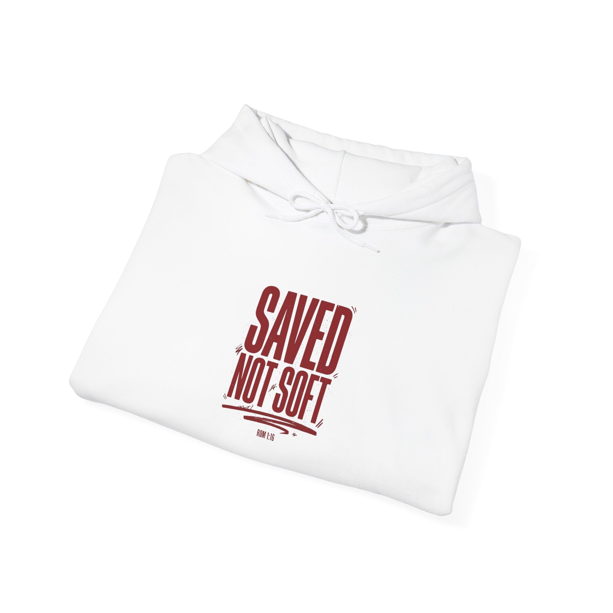 Saved Not Soft Hoodie | Christian streetwear, vintage - wash typography - Eden's Custom Apparel & Graphics