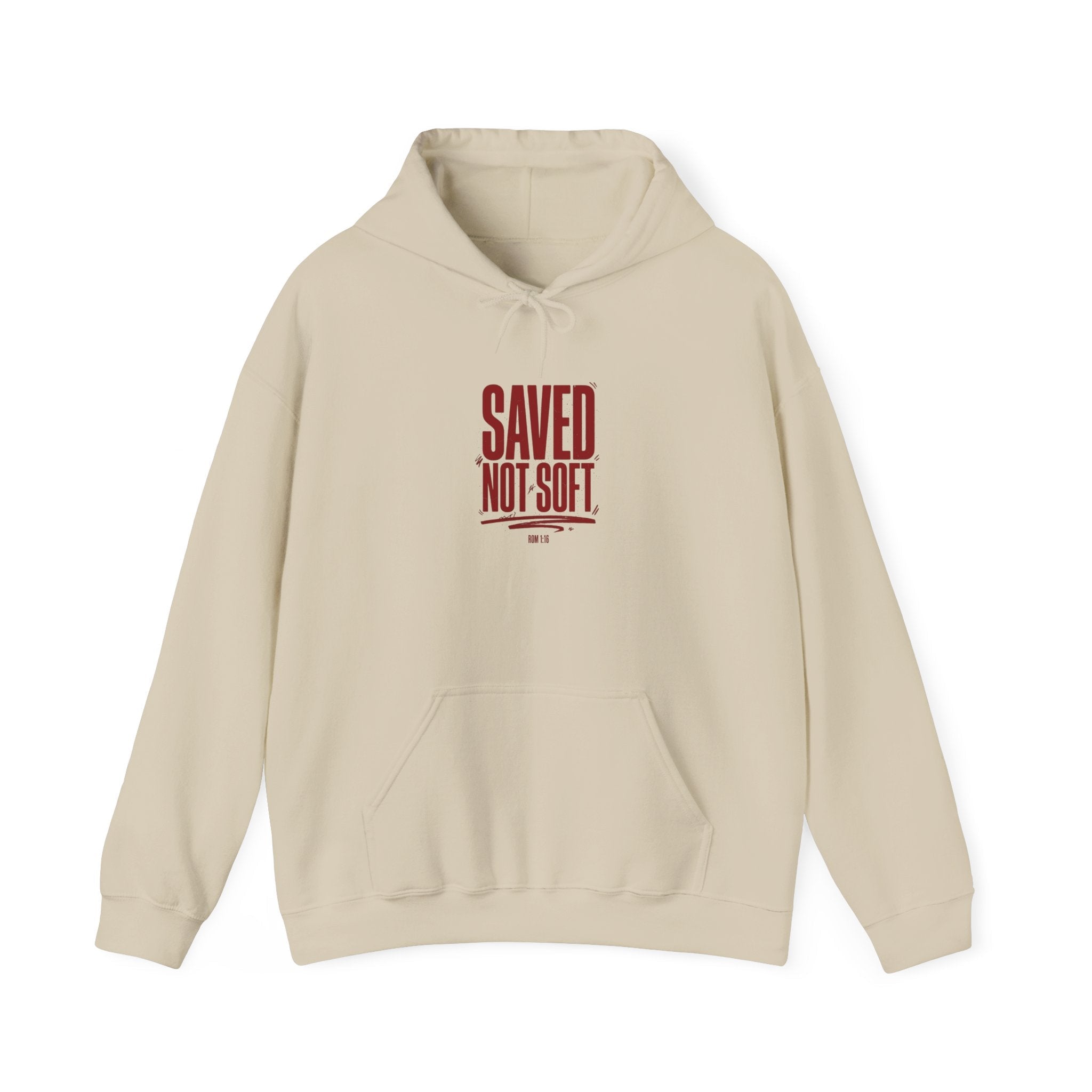 Saved Not Soft Hoodie | Christian streetwear, vintage - wash typography - Eden's Custom Apparel & Graphics
