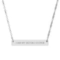 Sisterhood Charm Horizontal Bar Necklace — Engraved Pendant - Eden's Custom Apparel & Graphics